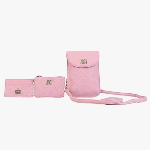 Juicy Couture Cellie 3 Piece Set: Pink Wallet, Cell Phone Bag, Card Case New - Picture 6 of 7